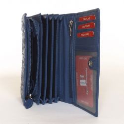  SYLVIA BELMONTE Női bőr pénztárca kék színű nyomott mintás